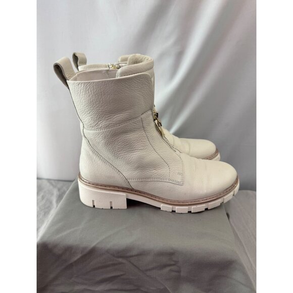 Ara Cream Leather Ankle Boots With Dual Zippers & Pull Tabs High Soft Size 5.5 - Picture 4 of 9